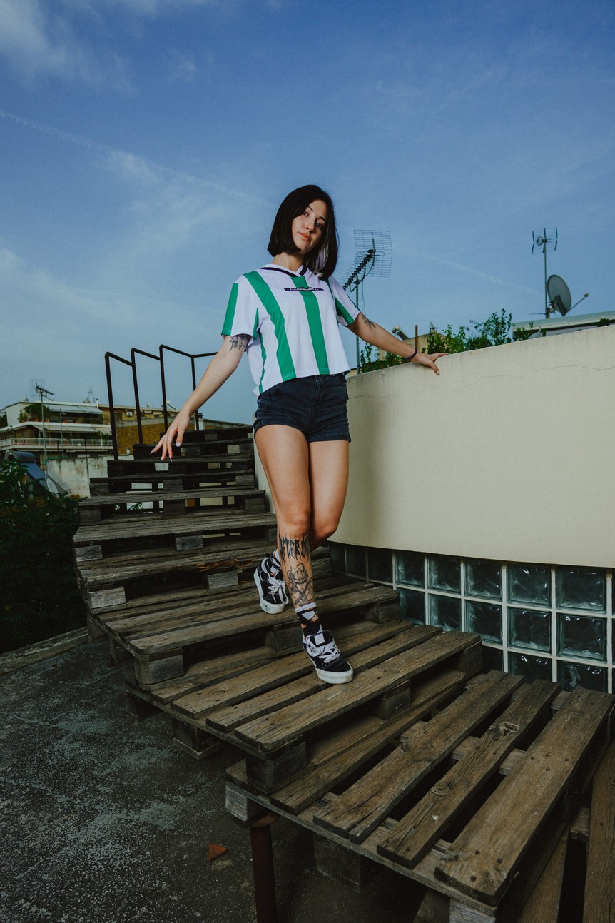 Γυναικείο Ριγέ Crop T-Shirt Panathinaikos 2