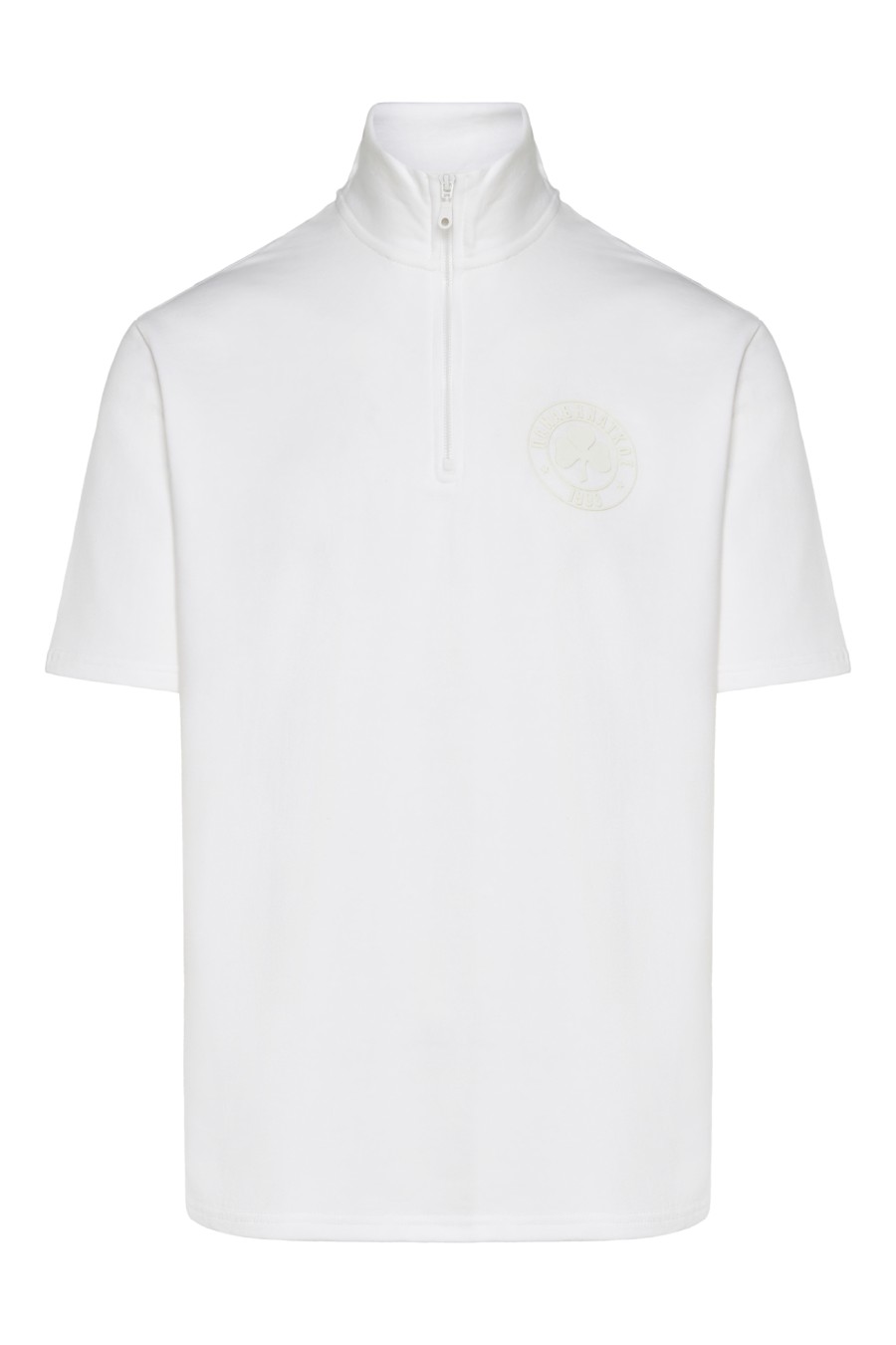 Men's Short Sleeve Off White Zip...