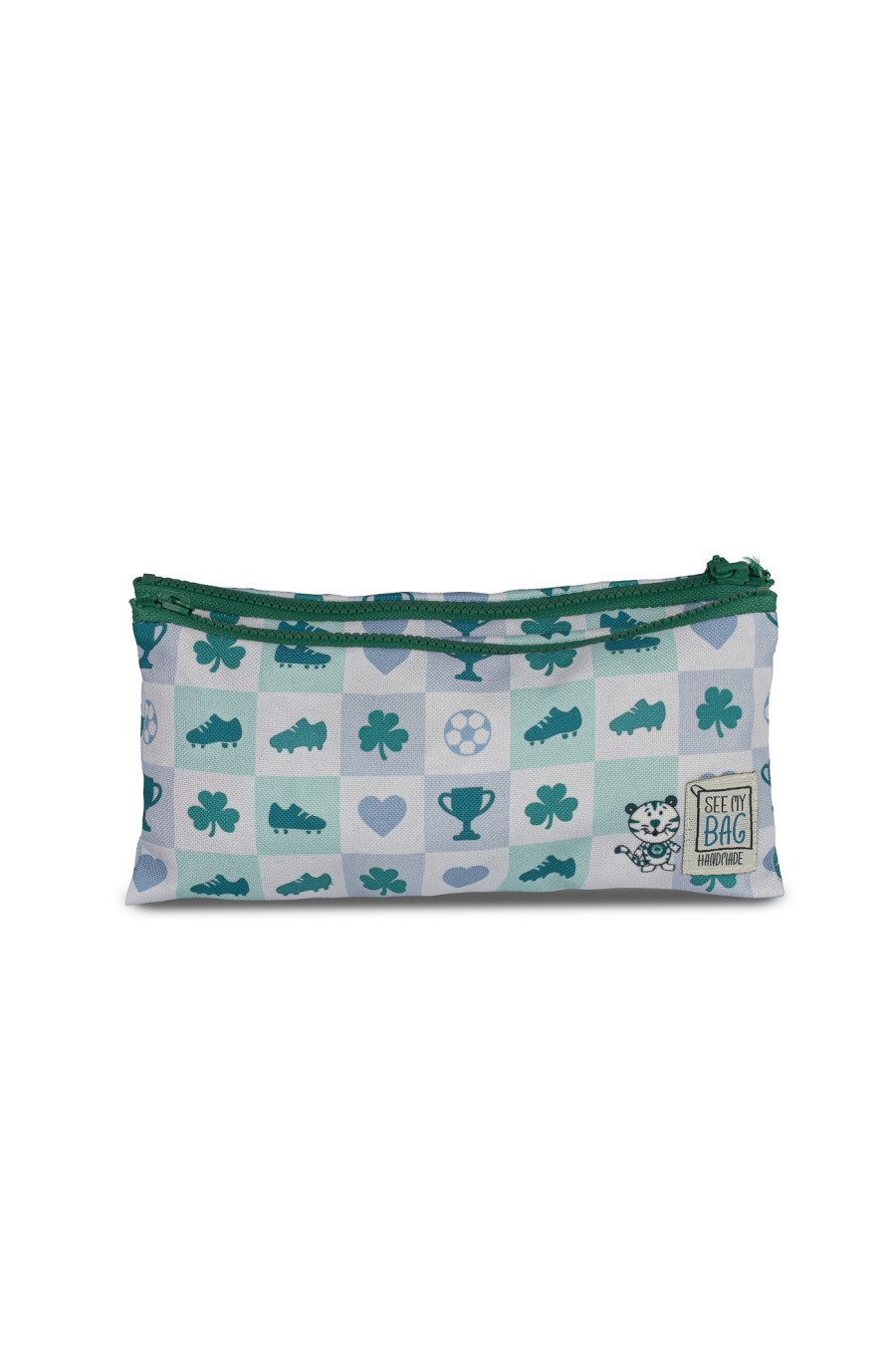 White Double Pencil Case "Checkered"...